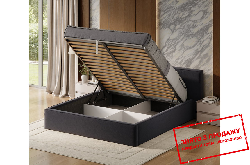 Ліжко з м'яким ізголів'ям (з підйомним механізмом) Дуо / Duo 160 MiroMark двоспальне Графіт мікрофібра