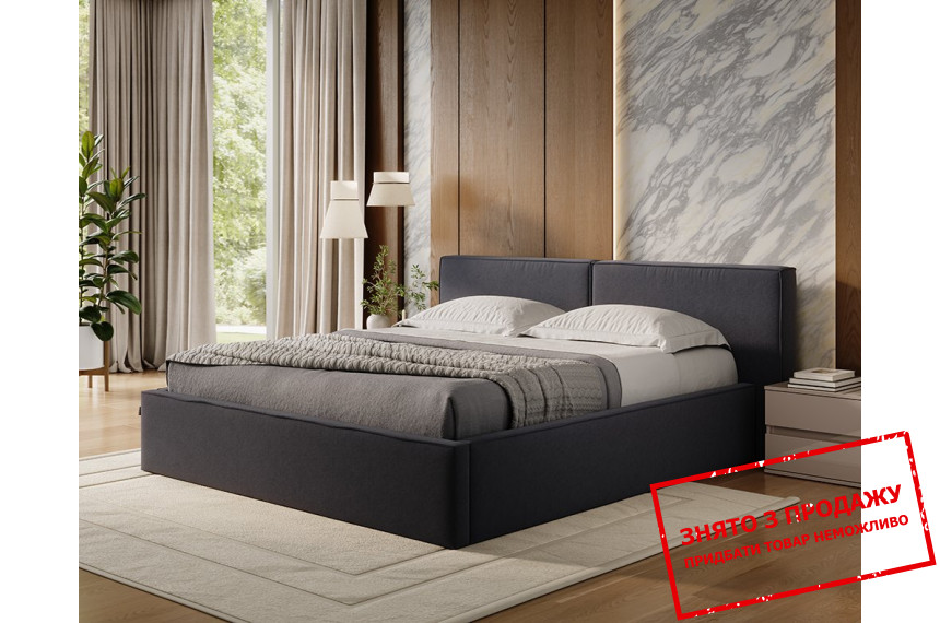 Ліжко з м'яким ізголів'ям (каркас) Дуо / Duo 160 MiroMark двоспальне Графіт мікрофібра