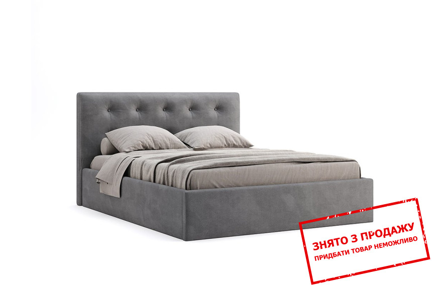 Ліжко з м'яким ізголів'ям (каркас) Катрін / Katrin 180 MiroMark двоспальне Сірий велюр