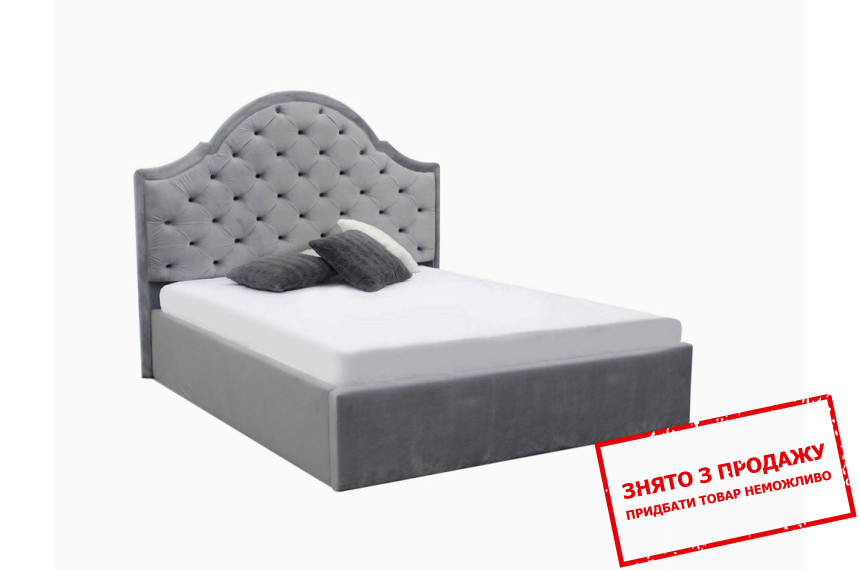 Ліжко з м'яким ізголів'ям (каркас) Мілана / Milana 160 MiroMark двоспальне Світло-сірий велюр