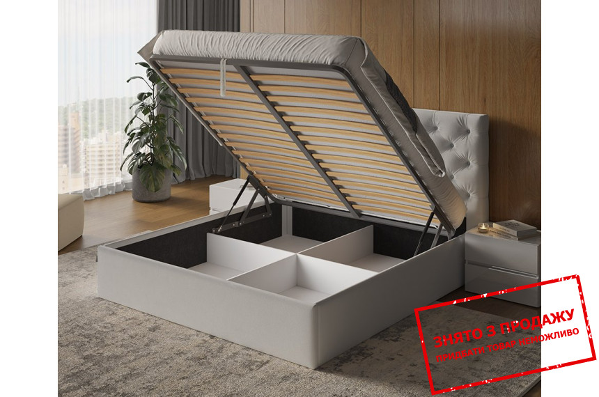 Ліжко з м'яким ізголів'ям (каркас) Рів'єра / Rivera 160 MiroMark двоспальне Світло-сірий велюр