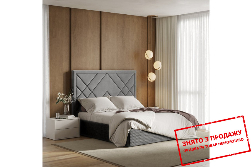 Ліжко з м'яким ізголів'ям (каркас) Віва / Viva 160 MiroMark двоспальне Сірий велюр