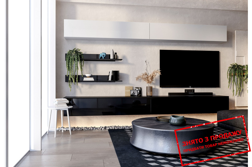 Стінка у вітальню БОКС TV6 / BOX TV6 MiroMark Білий глянець/Чорний глянець