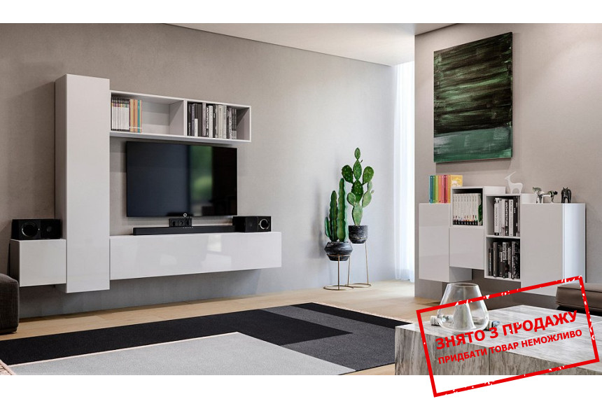 Стінка у вітальню БОКС V1 / BOX V1 MiroMark Білий глянець