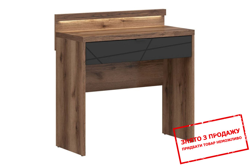 Стіл туалетний Forn TOL1S+OSW BRW з 1 шухлядою з LED Дуб делано/чорний мат