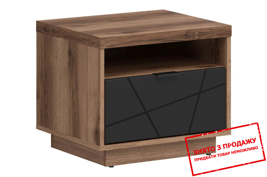 Тумба приліжкова Forn KOM1S BRW з 1 шухлядою Дуб делано/чорний мат