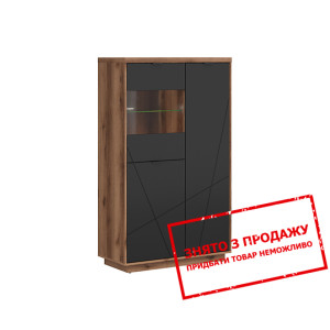 Вітрина Forn REG2D1W BRW 3-дверна Дуб делано/чорни...