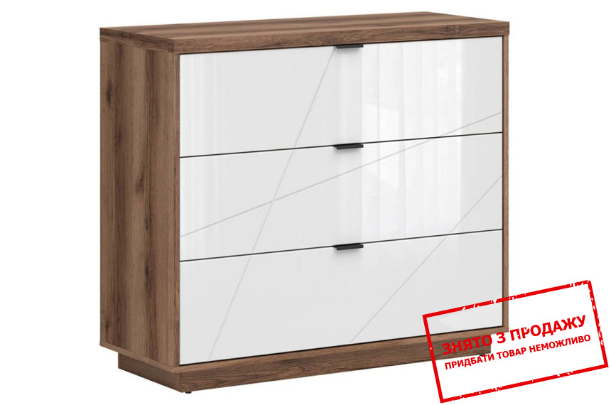 Комод Forn KOM3S BRW з 3 шухлядами Дуб делано/білий глянець