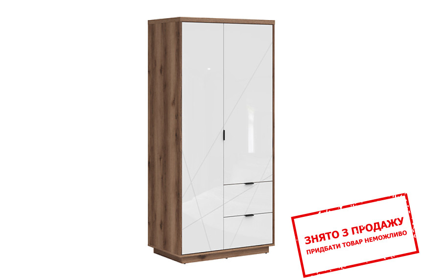 Шафа комбінована Forn SZF2D2S BRW 2-дверна Дуб делано/білий глянець