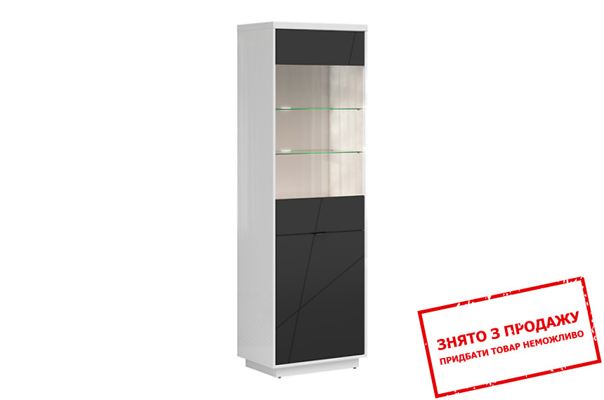 Вітрина Forn REG1D1W BRW 2-дверна Білий глянець/чорний мат