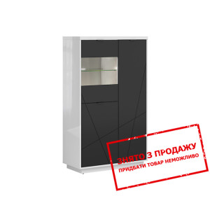 Вітрина Forn REG2D1W BRW 3-дверна Білий глянець/чо...