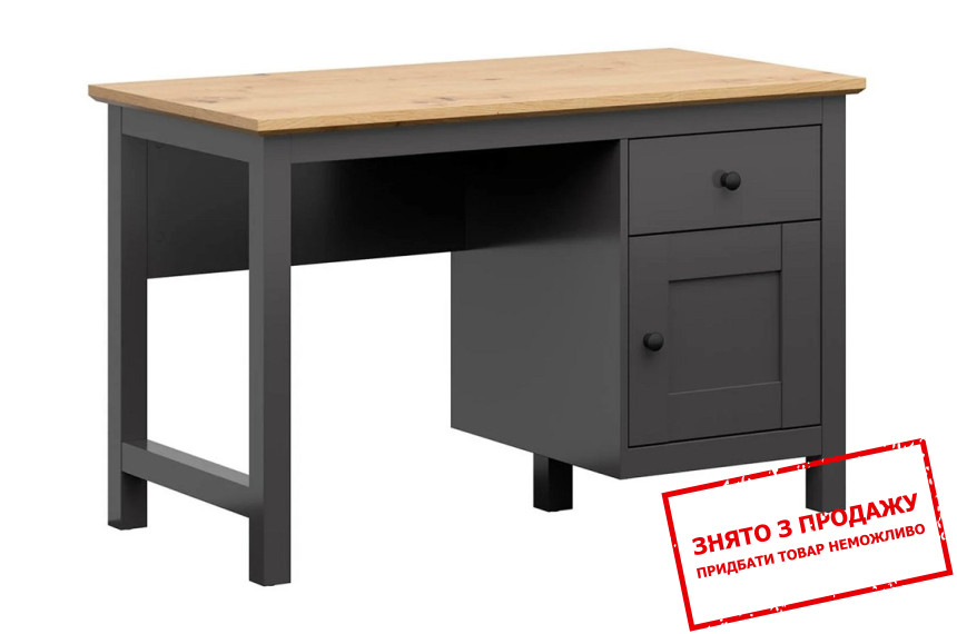 Стіл комп'ютерний, письмовий Hesen BIU1D1S BRW 1-дверний з 1 шухлядою Графіт/дуб артизан