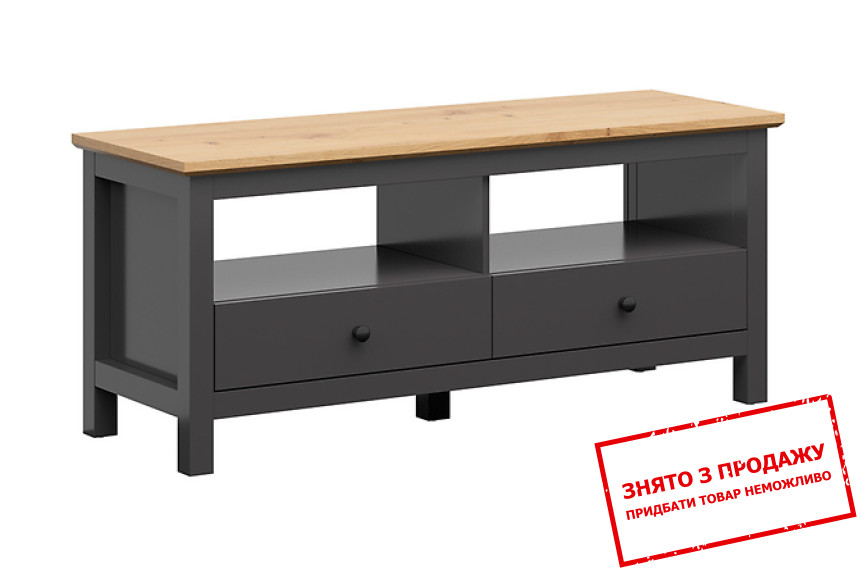 Тумба під ТВ Hesen RTV2S/6/14 BRW з 2 шухлядами Графіт/дуб артизан