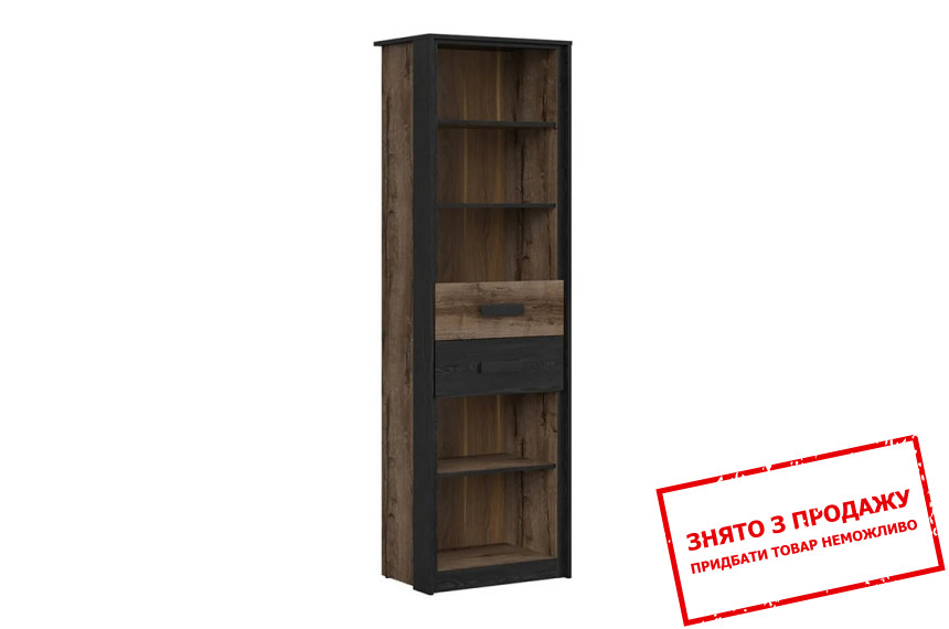 Стелаж Kassel REG2S BRW відкритий з 2 шухлядами Дуб монастері/дуб чорний