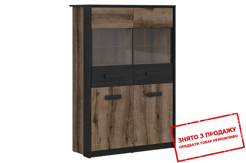 Вітрина Kassel REG2D2W BRW 4-дверна Дуб монастері/дуб чорний