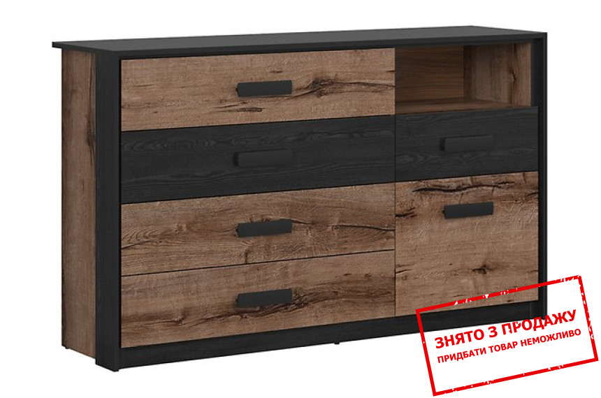 Комод Kassel KOM1D5S BRW 1-дверний з 5 шухлядами Дуб монастері/дуб чорний