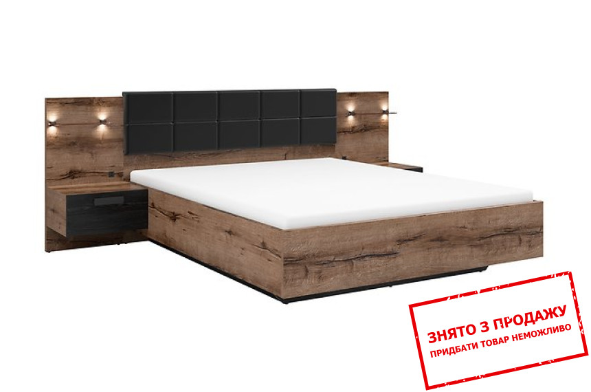 Ліжко (з підйомним механізмом) Kassel LOZ/160/B BRW двоспальне Дуб монастері/дуб чорний