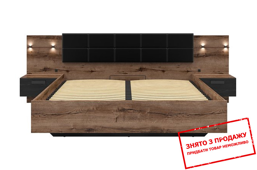 Ліжко (з підйомним механізмом) Kassel LOZ/180/B BRW двоспальне Дуб монастері/дуб чорний