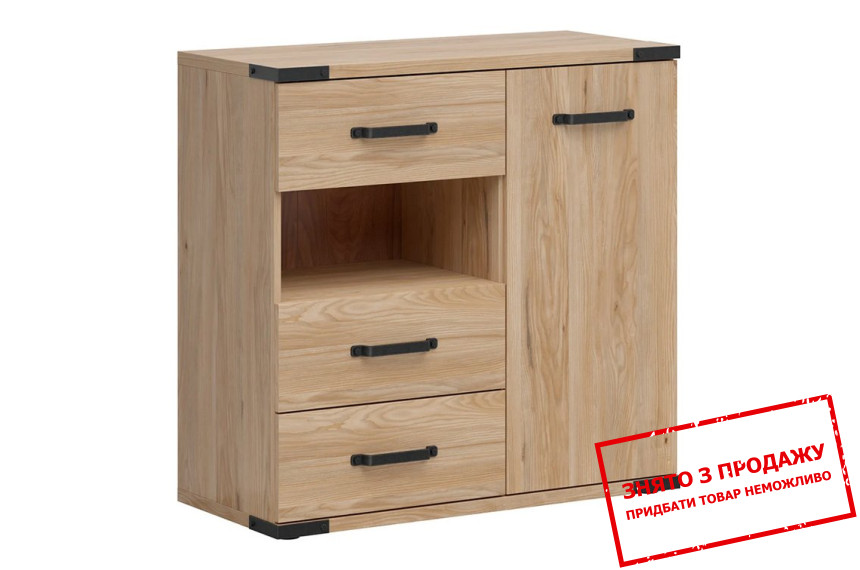 Комод Lara KOM1D3S BRW 1-дверний з 3 шухлядами Ясен білоруський