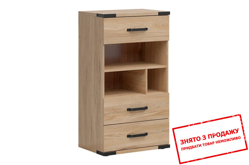 Комод Lara KOM3S BRW з 3 шухлядами Ясен білоруський