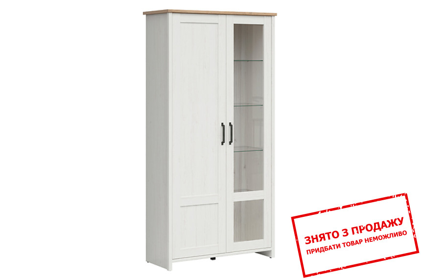 Вітрина Loksa REG1D1W BRW 2-дверна Сосна андерсен білий/дуб грандсон