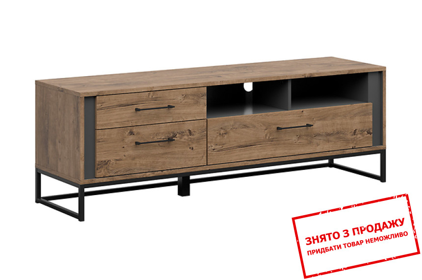 Тумба під ТВ Luton RTV3S BRW з 3 шухлядами Дуб ріббек коричневий/графіт