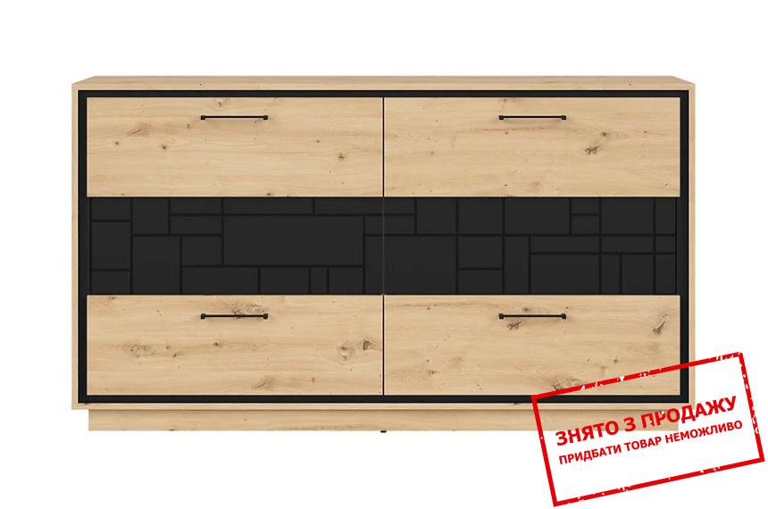 Комод Pont KOM6S BRW з 6 шухлядами Дуб артизан/чорний мат