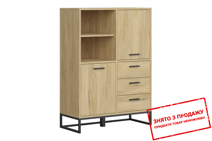 Стелаж Ramla REG2D3S BRW 2-дверний з 3 шухлядами ніжки каркас Ясен білоруський