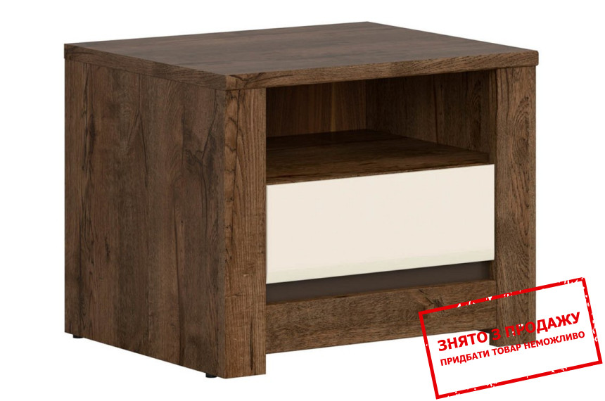 Тумба приліжкова Ruso KOM1S BRW з 1 шухлядою Дуб апріл/перламутр глянець