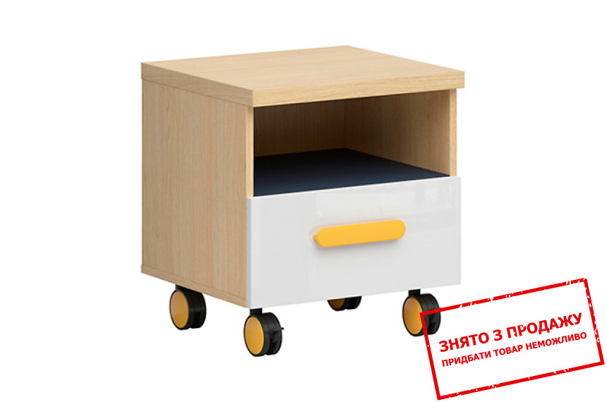 Тумба приліжкова Wesker KTN1S BRW з 1 шухлядою Дуб натуральний/темно-синій/білий глянець