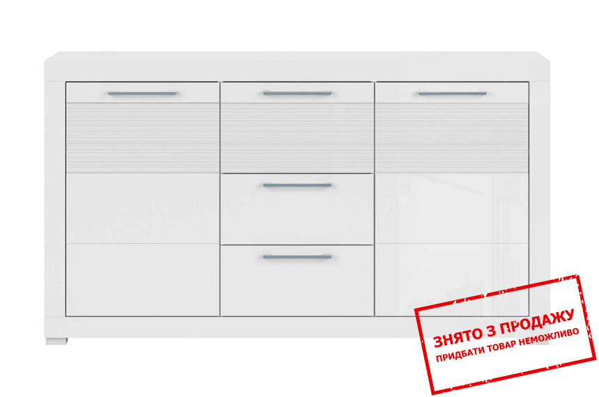 Комод Flames KOM2D3S BRW 2-дверний з 3 шухлядами Білий/білий глянець