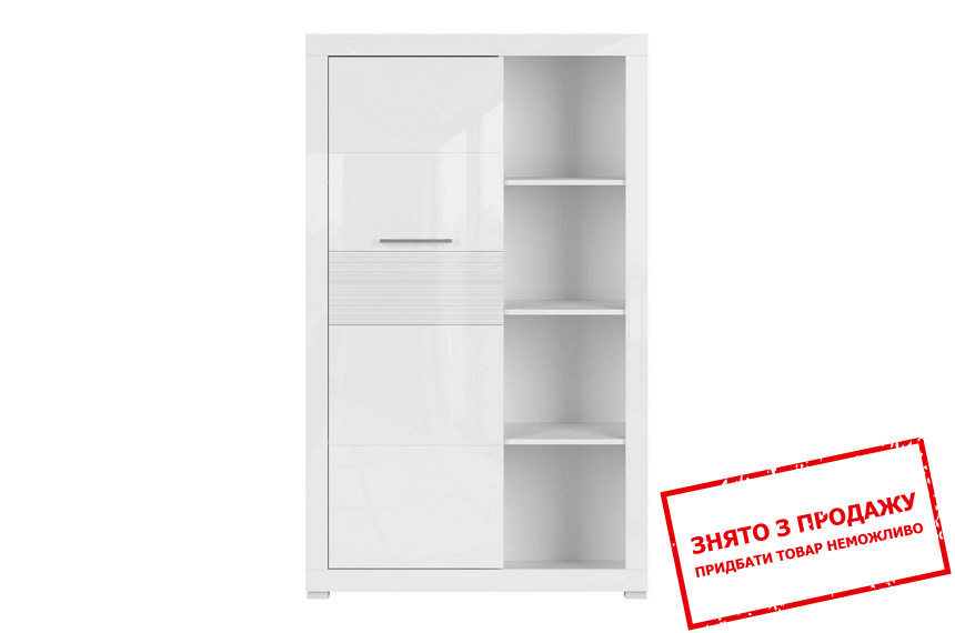 Стелаж Flames REG1D BRW 1-дверний Білий/білий глянець