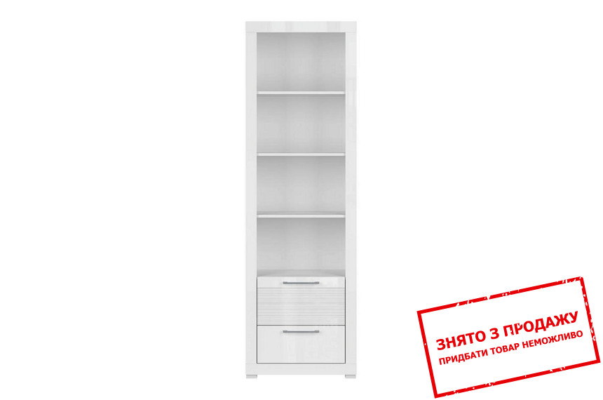 Стелаж Flames REG2S BRW відкритий з 2 шухлядами Білий/білий глянець