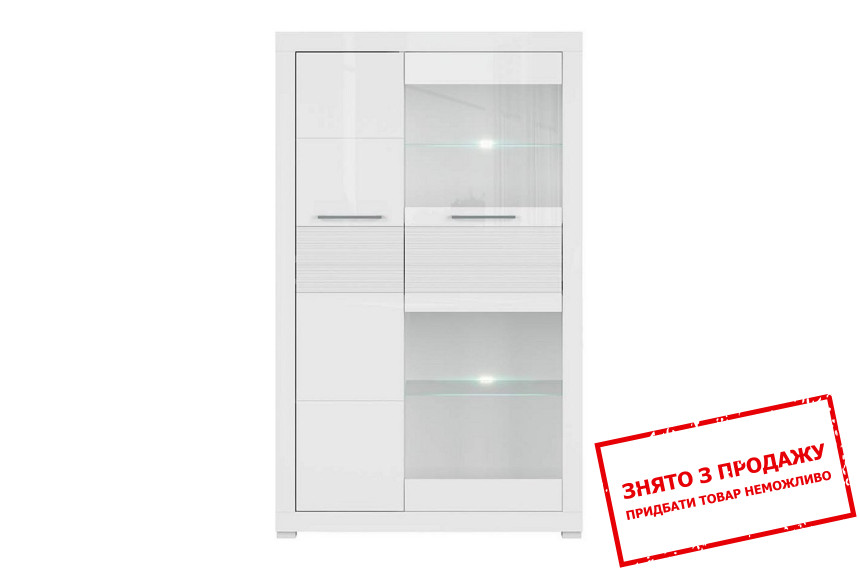 Вітрина Flames REG1D1W BRW 2-дверна Білий/білий глянець