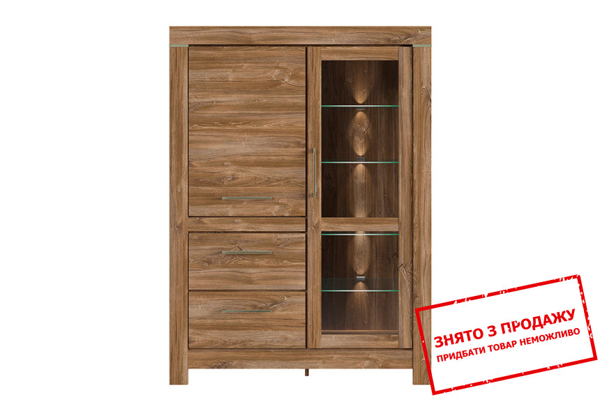 Вітрина Gent REG1W1D2S/16/12 BRW 2-дверна з 2 шухлядами Дуб стірлінг