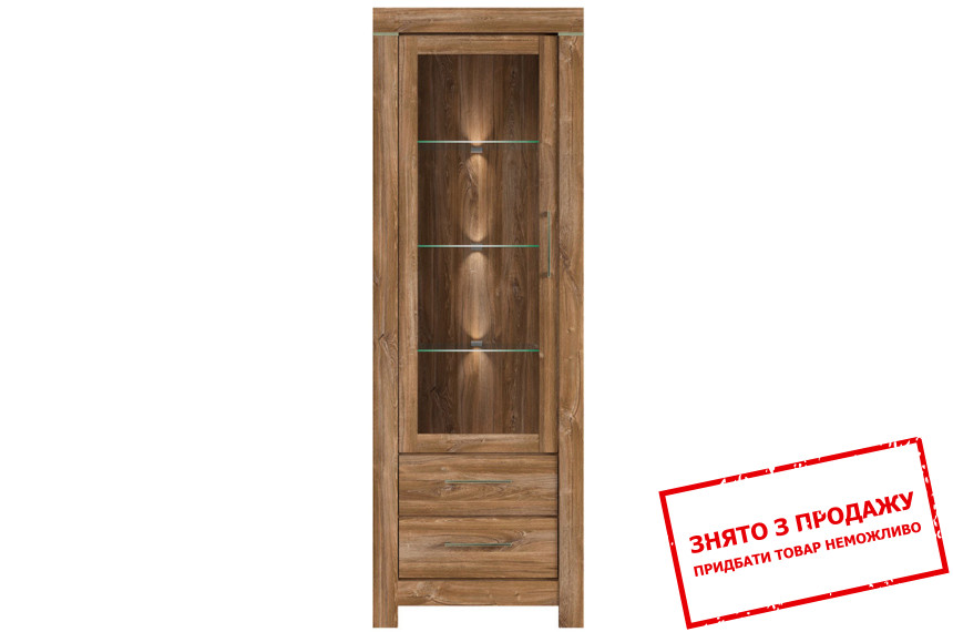 Вітрина Gent REG1W2S/20/7 BRW 1-дверна з 2 шухлядами Дуб стірлінг