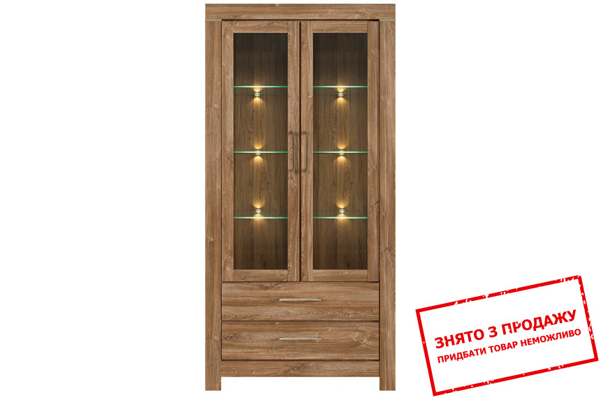 Вітрина Gent REG2W2S/20/10 BRW 2-дверна з 2 шухлядами Дуб стірлінг