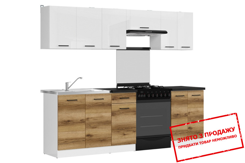 Кухня Junona Line 240 Білий глянець/Дуб делано світлий/Білий BRW