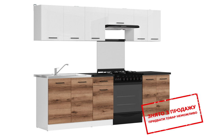 Кухня Junona Line 240 Білий глянець/Дуб делано темний/Білий BRW