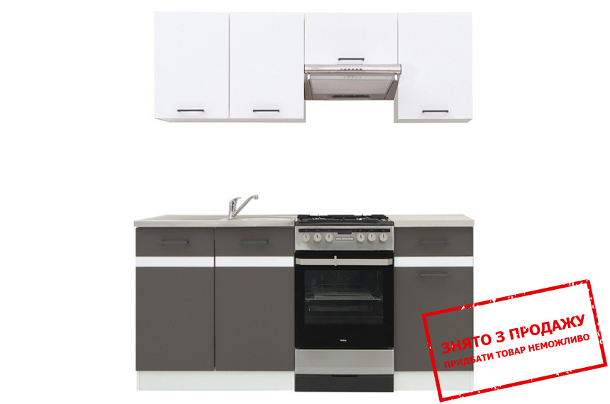 Кухня Junona Line 170 Сірий вольфрам/Білий глянець/Білий альпійский BRW