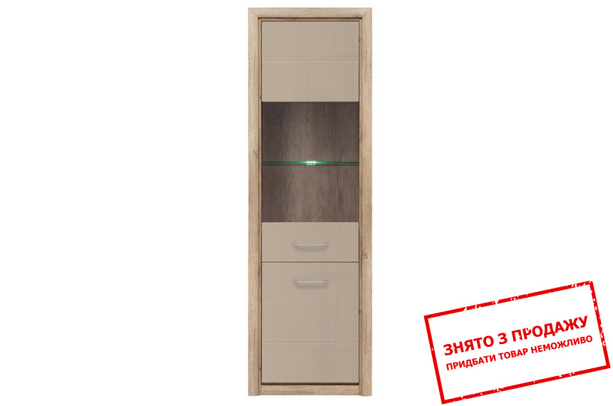 Вітрина Koen 2 REG1D1W BRW 2-дверна Дуб каньйон монумент/піщаний глянець