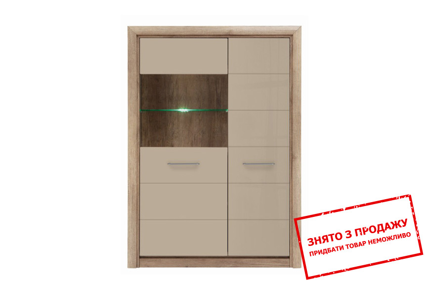 Вітрина Koen 2 REG1D1W/143 BRW 2-дверна Дуб каньйон монумент/піщаний глянець