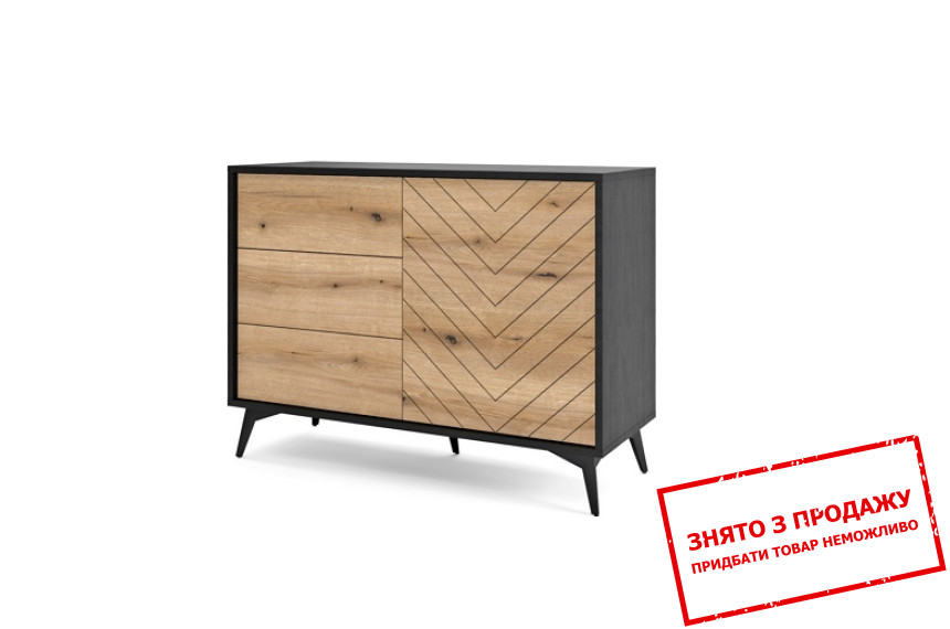 Комод Adamant 1D3S/104 1-дверний з 3 шухлядами Дуб евок/чорний