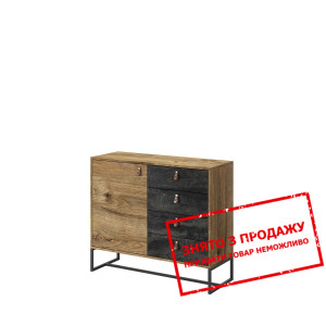 Комод Brown 1D4S/103 1-дверний з 4 шухлядами Дуб ріббек/чорний камінь