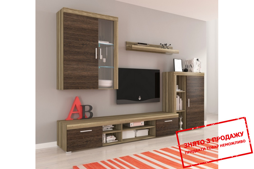 Стінка у вітальню Dom Кантрі сірий/аруша венге