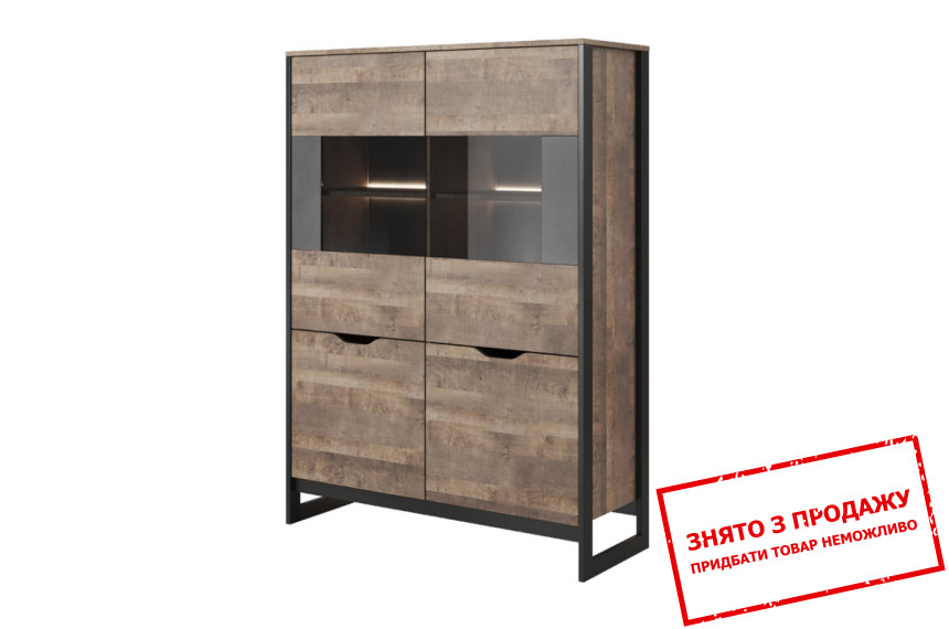 Вітрина низька Perfect Home Арден / Arden 4D2W/109 4-дверна Дуб санд гранж/матера