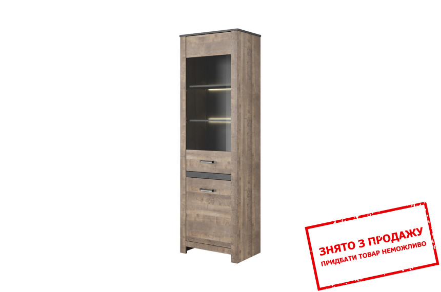 Вітрина висока Sand 2D1W/62 2-дверна Дуб санд гранж/матера