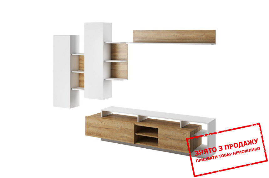 Стінка у вітальню Alva Дуб грандсон/білий