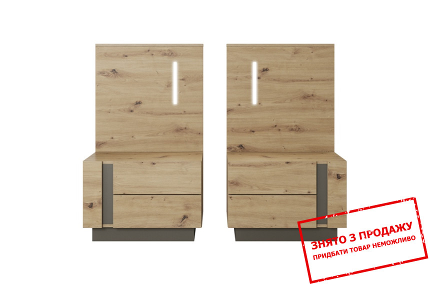 Тумби приліжкові 2 шт. Perfect Home Арко / Arco 2S/60 з 4 шухлядами з підсвіткою Дуб артизан/графіт