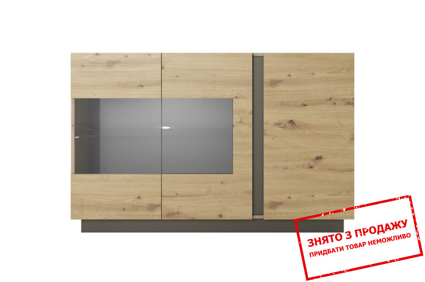 Комод з вітриною Perfect Home Арко / Arco 3D2W/138 3-дверний Дуб артизан/графіт